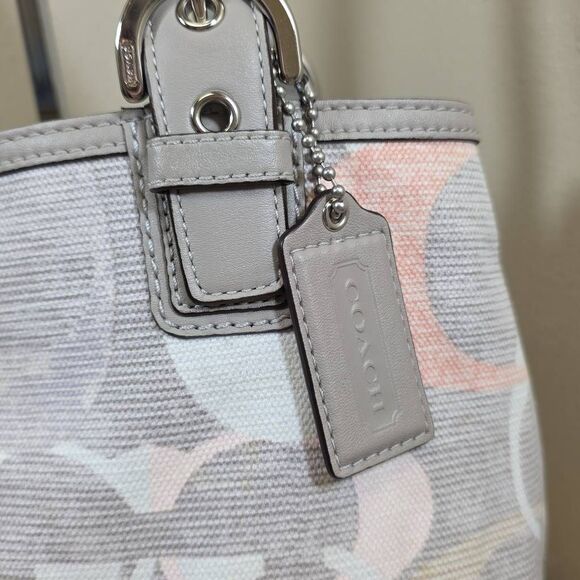 Coach Soho Signature Optic Linen North South Tote with Matching Wallet - Picture 5 of 16